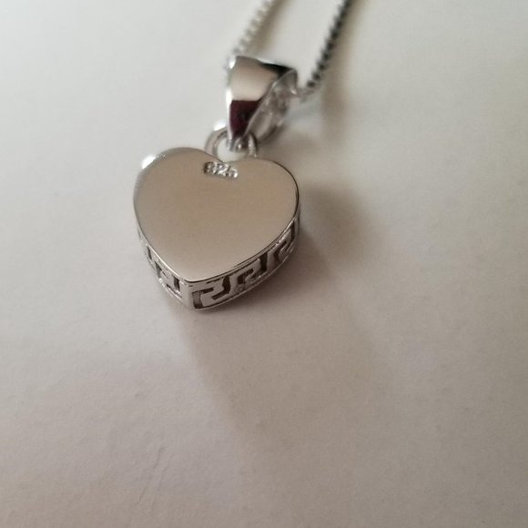 Opal Heart Necklace with Sterling Silver 20" Chain - Picture 2 of 3